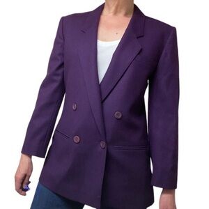 Pendleton Vintage Double Breasted Purple Blazer size 14 100% Virgin wool